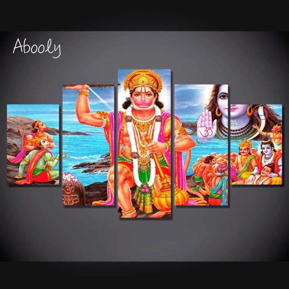 5 Piece Home Decor God Poster Canvas Painting Quadros Decor Hindu Art
