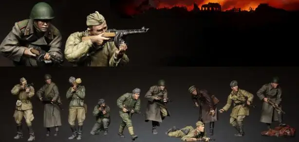 1/35 каучуковая фигурка Красной армии боевой солдат большой набор 10 шт./компл. модель наборы