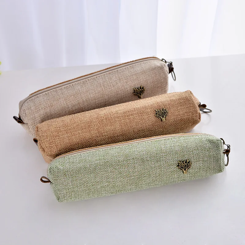 

JIANWU Creative imitation linen pencil pencil case pencil bag plain cloth School Supplies