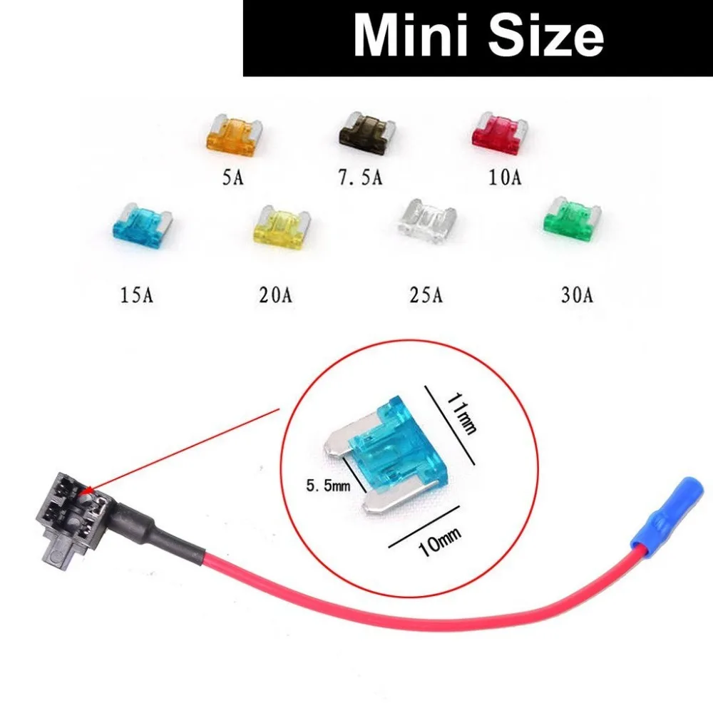 

Car Motor ADD Circuit Blade Style Fuse Adapter Cable Add-A-Circuit Fuse Holder APS ATM LP FUSETAP TAP with 7 Fuses Mini Size