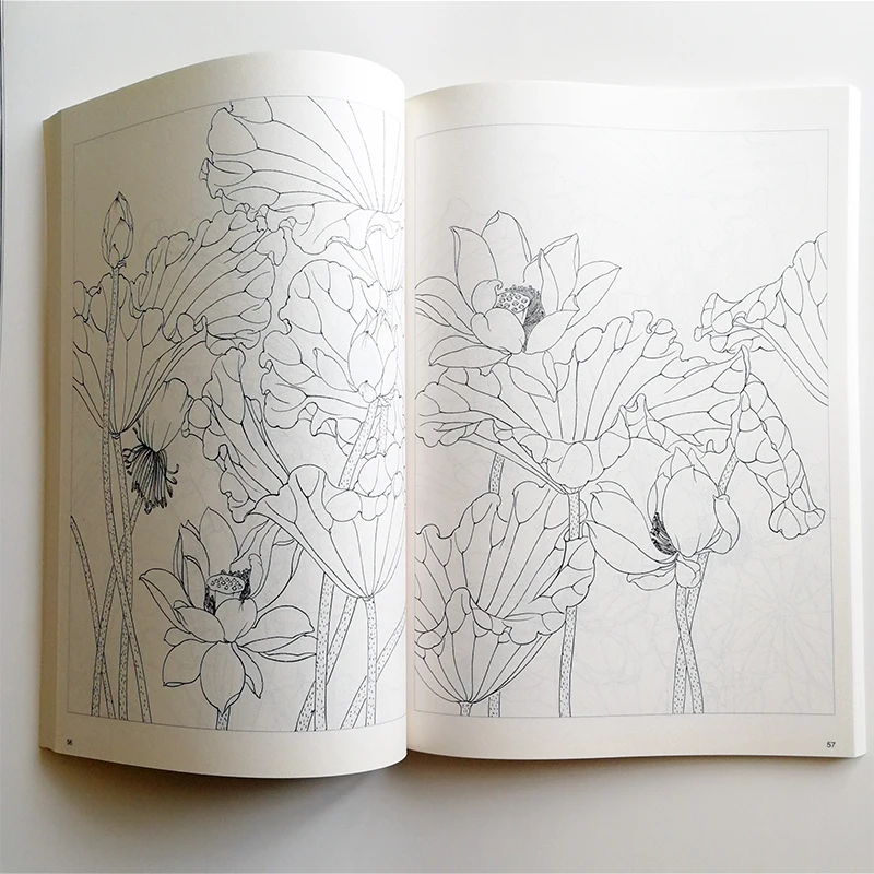 Lotus рисования линий коллекции от известных китайских художников Art учебник для демонстрации раскраска для взрослых