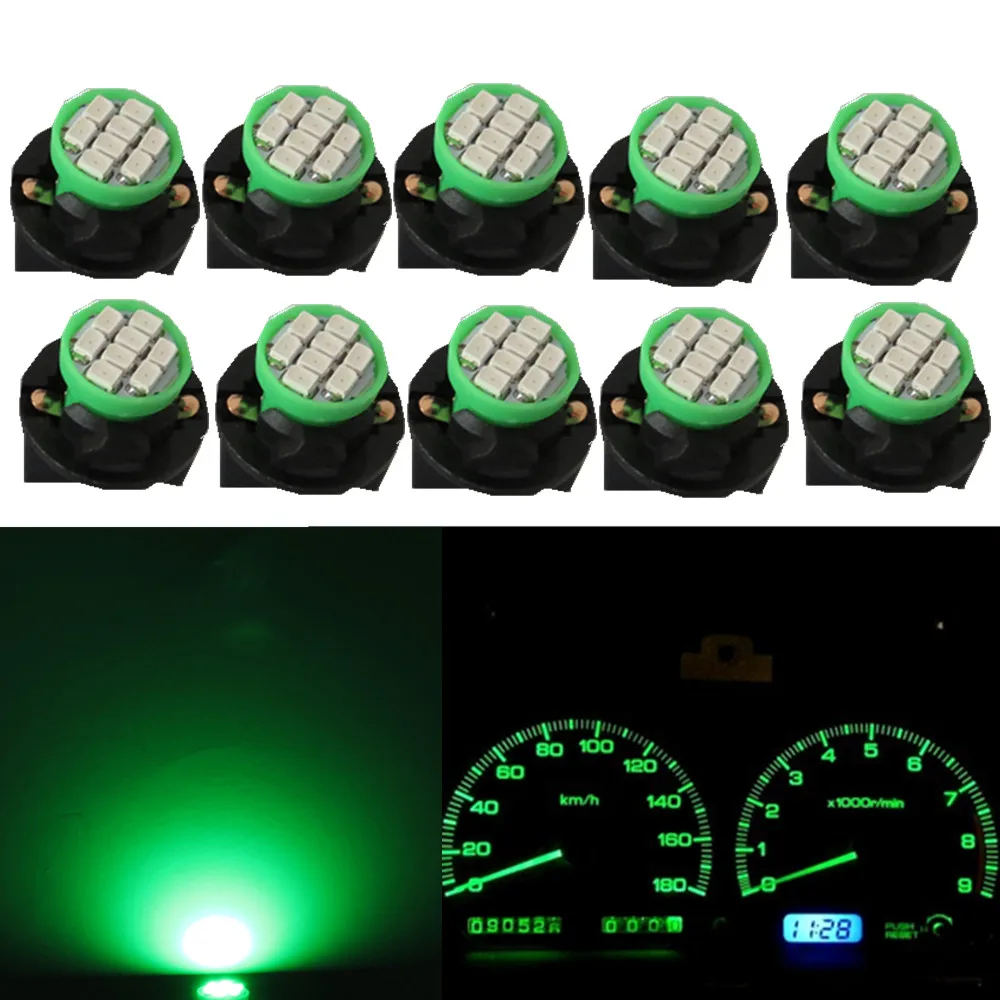 WLJH 10pcs 12V Dash T10 LED Socket Instrument Panel Light Automobile