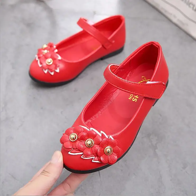 Shoes For Kids AutumnSpring Fashion Flower Kids Shoes For Girl Leather Solid Hollow Casual Pretty Girls Shoes