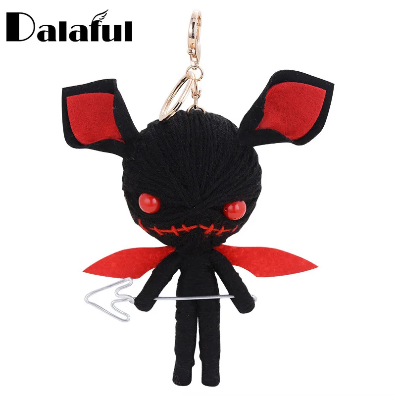 

Dalaful Hand-made Woven Key Chains Rings Holder Knitting Voodoo Doll Demons Monsters Evil Bag Pendant Keyrings KeyChains K285