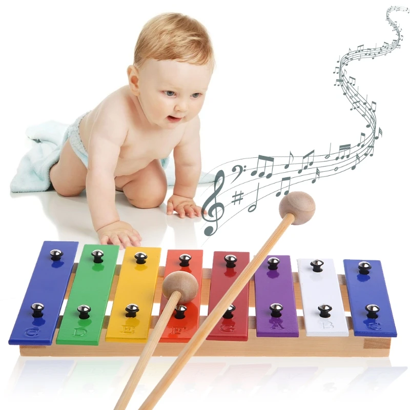 8 нот Деревянный Детский Малыш Glockenspiel музыкальный инструмент музыкальный Toy-M15
