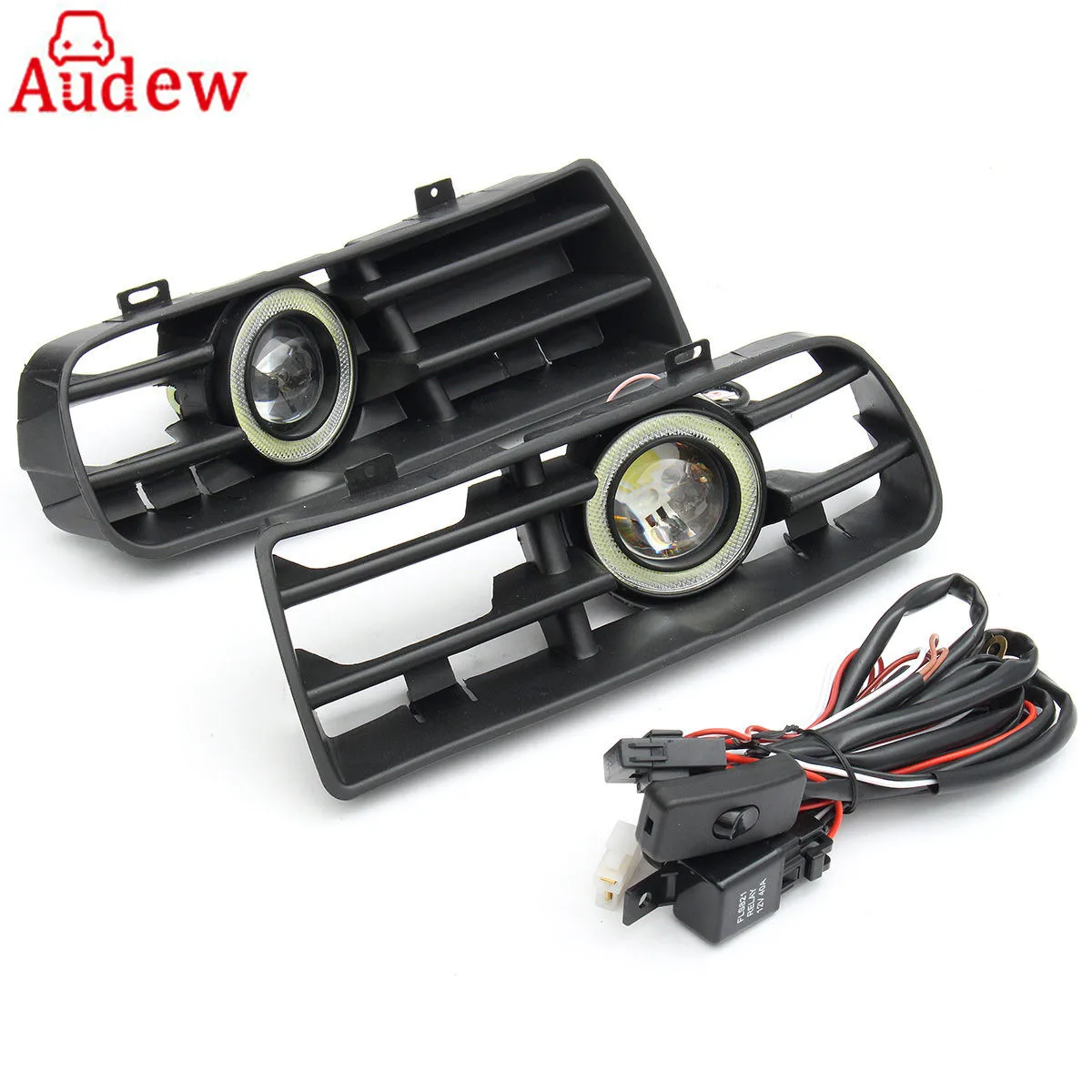 1Pair LED Fog Lights Angel Eyes Lamp Car Front Bumper Grille Grill Cover With Wire Kit For VW Golf MK4 98-04 1Pair LED Fog Lights Angel Eyes Lamp Car Front Bumper Grille Grill Cover With Wire Kit For VW Golf MK4 98-04