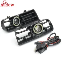 1Pair LED Fog Lights Angel Eyes Lamp Car Front Bumper Grille Grill Cover With Wire Kit