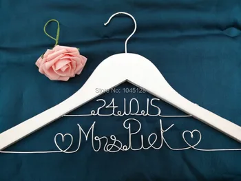 Sale Personalized Wedding Hanger with Date or without Double Line Custom Bridal Hanger Bridesmaid Hanger Wire Name tanie i dobre opinie WUAINI Wood