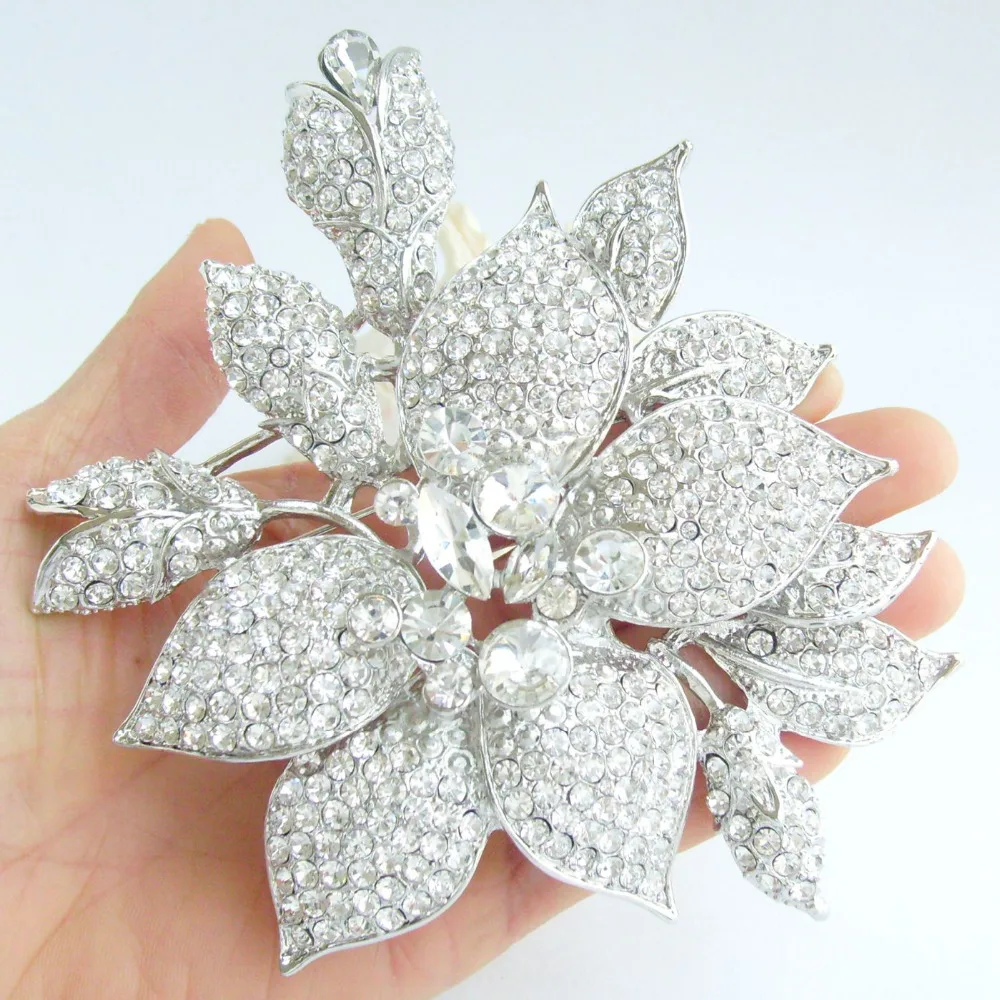 Broche Mariée Cérémonie Danse – Fleur Froufrou Satin Perle Blanche – Neuf
