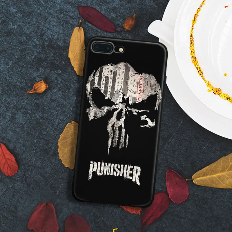 

The Punisher Pattern Artwork Coque Tpu Soft Silicone Phone Case Cover Shell For Apple IPhone 5 5s SE 6 6s 7 8 Plus X 10