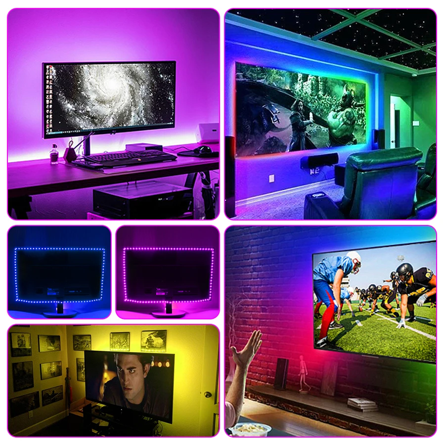 Музыкальный Датчик управления ночными огнями 1 м 5 в USB RGB светодиодная Диодная