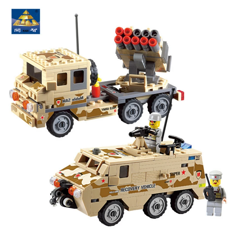 

KAZI 4 Styles Military Building Blocks Armored Vehicle Truck World War Brick Model Block Educational Toys Compatible with lego