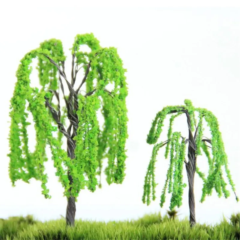 

2PC Artificial Pink Tree Willow Miniature Fairy Garden Home Houses Decoration Mini Craft Micro Landscaping Decor DIY Accessories