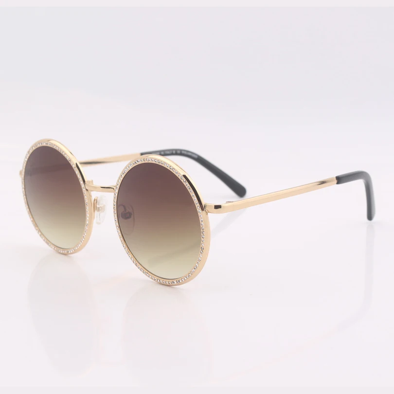 Legierung Mit Kristall Rahmen Dame Top Mode Co1 Frauen Qualität Runde Sonnenbrille xqAY8Og