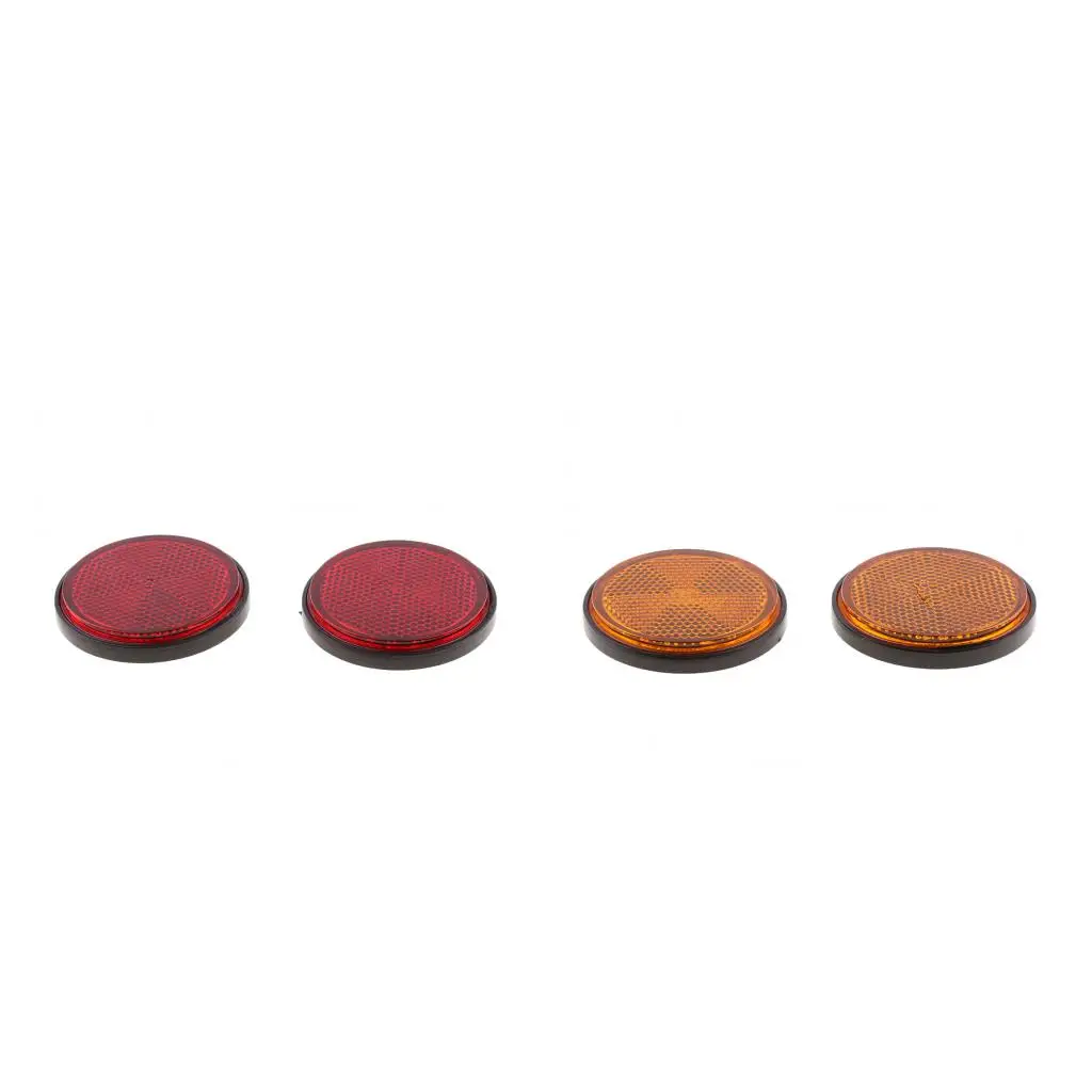 2 Pair  Red/Orange Universal Plastic Round Reflectors For Motorcycles Motor ATV Bikes Dirt Bike Motorcycle Accessories