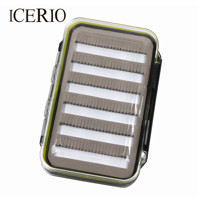 

ICERIO 15*10*4.5cm Waterproof Fishing Tackle Boxes Double Sides Foam Fly Fishing Plastic Transparent Fly Box