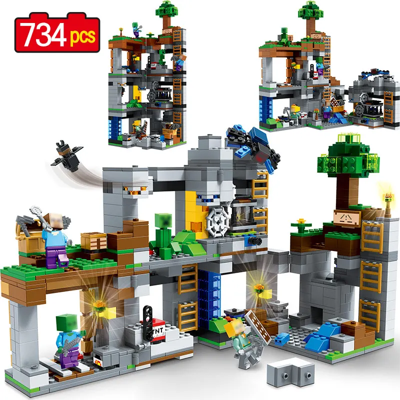 

734PCS Building Blocks Sets Legoingly Minecrafted Rock Bottom Adventure Figure Educational Brick DIY Kids Toys Christmas Gifts