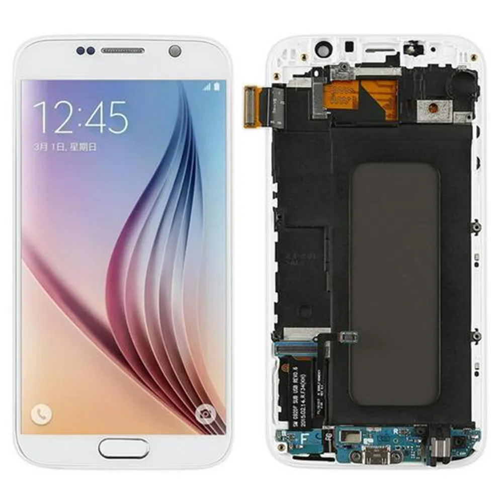 Золотой для samsung Galaxy S6 G920 G920F ЖК-дисплей сенсорный экран дигитайзер Замена с рамкой g920f ЖК-дисплей для samsung S6 дисплей