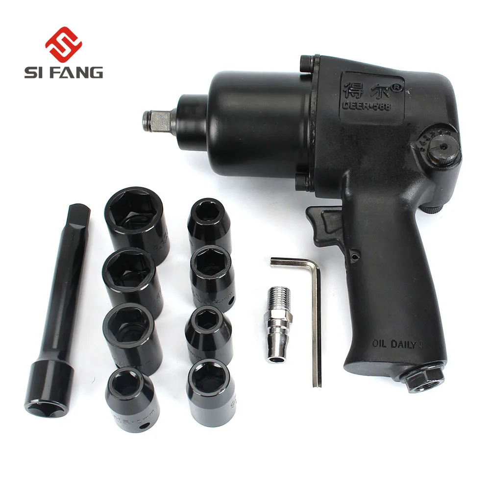 1/2" Twin Hammer Air Impact Wrench Set w/Sockets Max Torque 660N.m