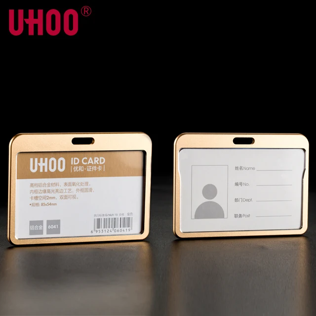 uhoo 6041 quality aluminium alloy business work id card holder name