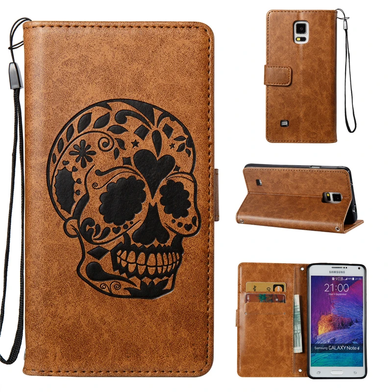 Coque Бизнес ретро искусственная кожа флип Стенд Бумажник Обложка для Samsung Galaxy Note 4