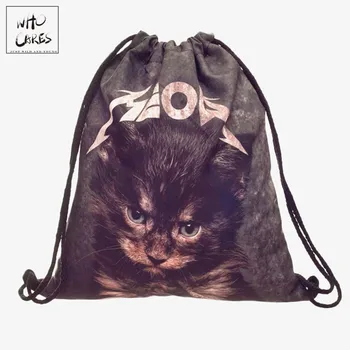 

Lovely cat string 3d backpacks drawstring bag new back pack mochila feminina backpacks for teenage girls sac a dos femme
