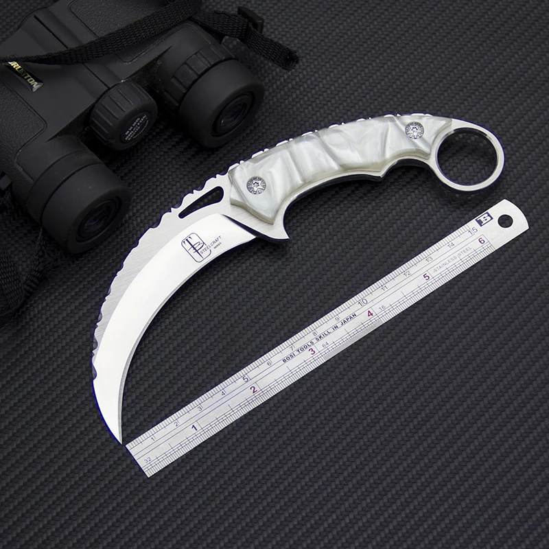 

Toplu EDC Karambit Knife 9Cr18Mov Steel Tactical Jungle Knife Outdoor Rescue Knives Camping Knives Self Defense Hunting Tools