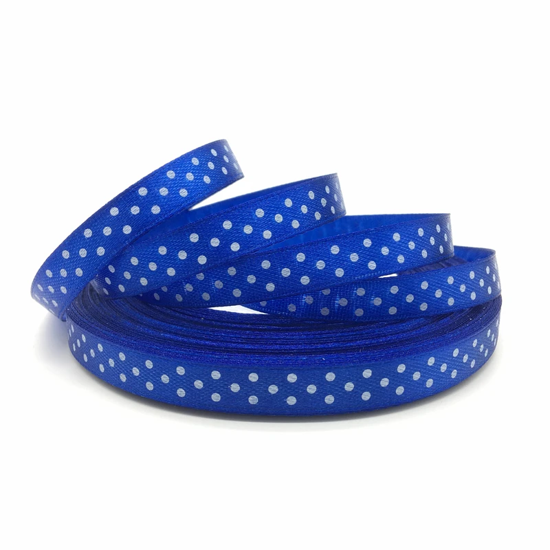 5yards/lot 3/8"(10mm) Dots Satin Ribbon Printed Polyester Ribbon DIY Bow Hair Wedding Handmade Materials