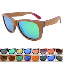 Деревянные солнцезащитные очки для скейтборда, поляризационные, для вождения, солнцезащитные очки с пружинным шарниром, зеркальные оттенки, 16 цветов, Lunette De Soleil