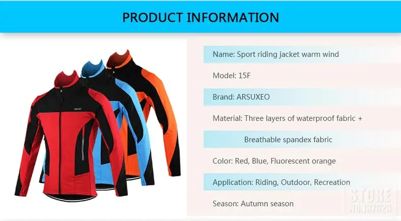 ARSUXEO Fleece Thermal Cycling Jacket Autumn Winter Warm Up Bicycle Clothing Windproof Windbreaker Coat MTB Bike Jerseys
