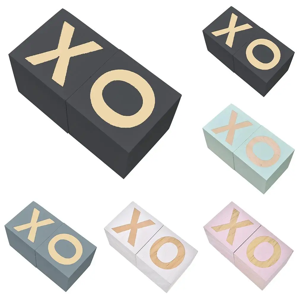 

Lovely Letter XO Printed Pine Made Cube Interior Kids Home Table Top