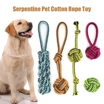 

1 Set Pet Dog Bite Resistant Chew Cotton Rope Toys Dogs Teeth Clean Ball Non-toxic Material Toys P7Ding