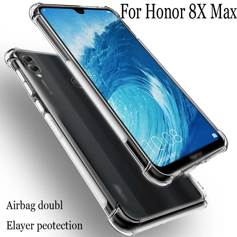Чехол на воздушной подушке для Huawei Honor 8X Max прозрачный мягкий Силиконовый ТПУ