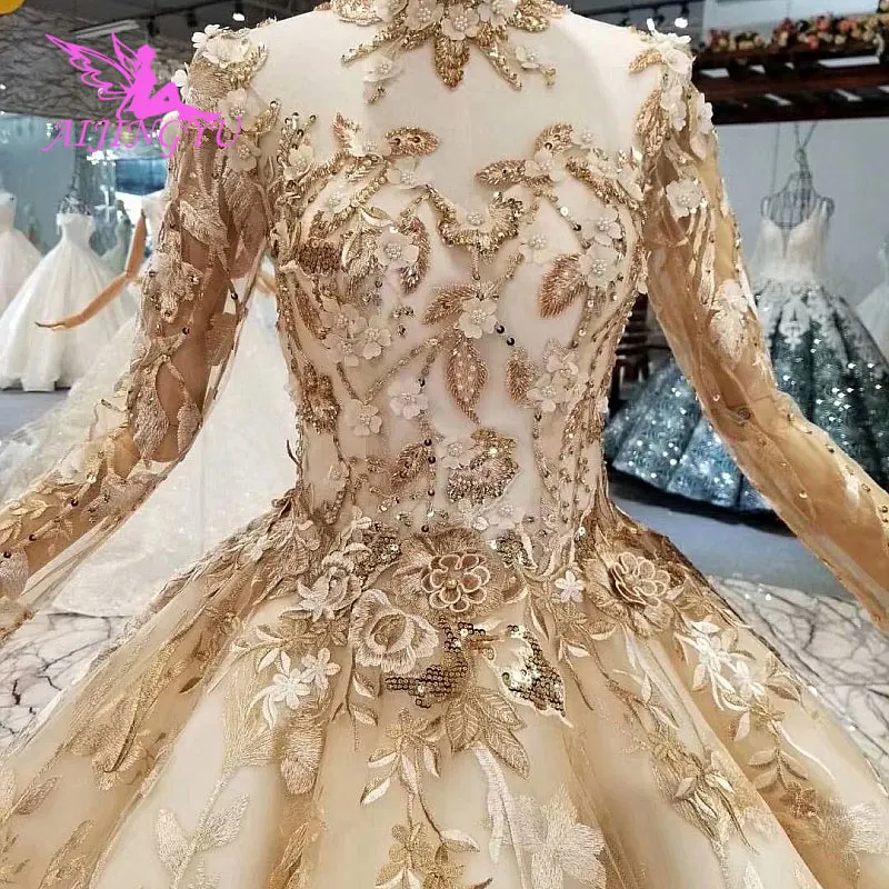 AIJINGYU белое свадебное платье Королевское Платье рукав с рукавом назначения украинские русские платья с цветками свадебное с длинным рукавом