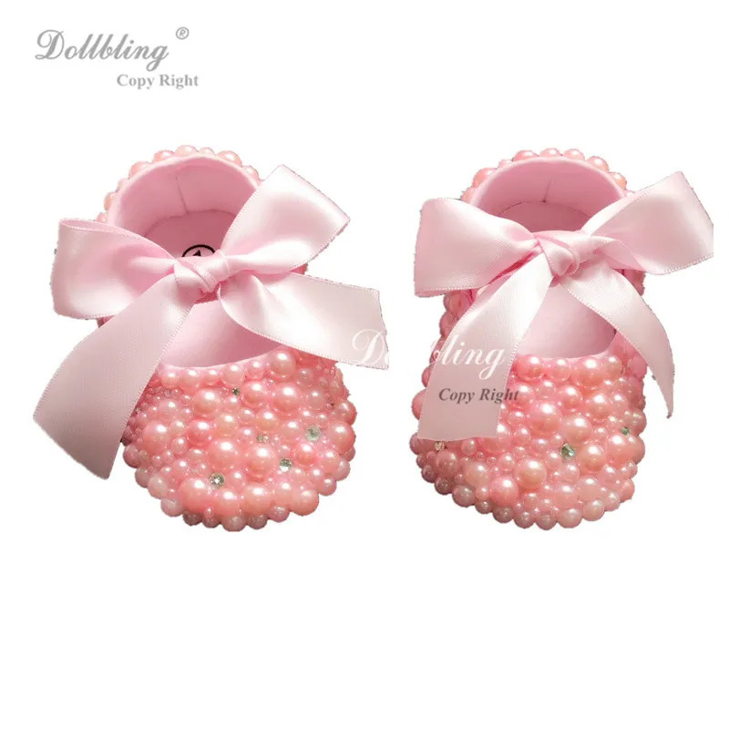 

Dollbling Plush Pink Pearls Christening Bella Custom Handmade DIY Design Princess Rhinstones Baby Shoes 0-1Y Etsy Supplier