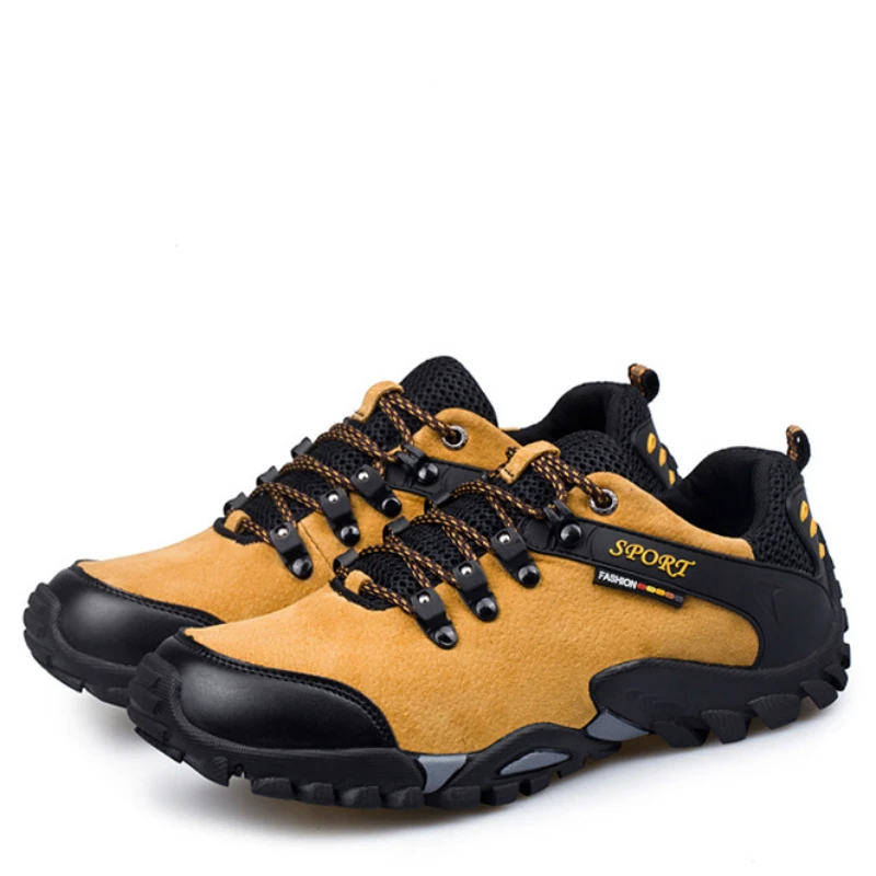 

Mr Smile Men Handmade Outdoor Genuine Leather Pigskin Shoes Mountaineering On Foot Sport Casual Lace-up Rubber Flat Sneakers