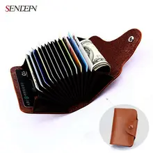 

SENDEFN Genuine Leather Unisex Business Card Holder Wallet Bank Credit Card Case ID Holders Mens Women Cardholder Porte Carte