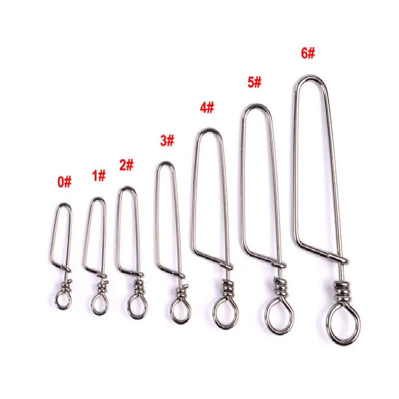 

50pcs/bag Stainless Steel Hook Fast Clip Lock Snap Swivel Solid Rings Safety Snaps Fishing Hook Connector Grip Swivel Articulos