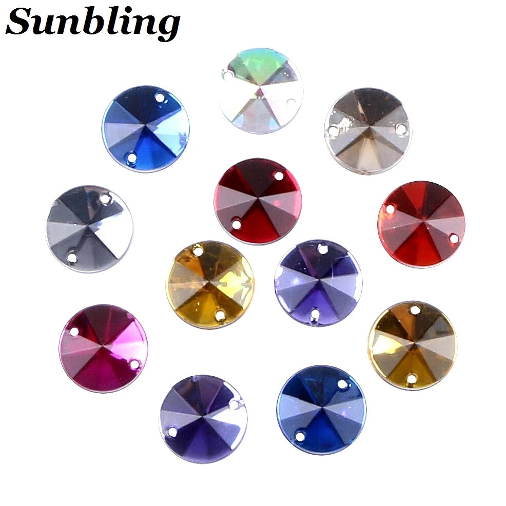 

Sunbling 50pcs/lot 10*10mm Round Cone Shape Crystal Rhinestone 2 Holes Sliver Flatback Acrylic Jewelry For Wedding Clothes