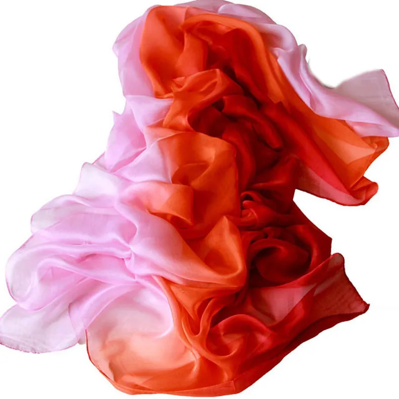 Натуральный шелковый шарф, шаль, хиджаб, женский, градиентный, сплошной цвет, длинный, модный, мусульманский платок, женские шарфы