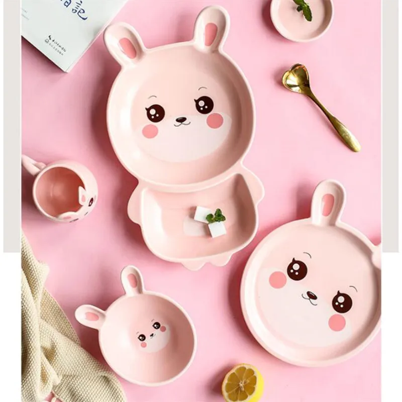 

Cartoon Children's grid ceramic plate vajilla de porcelana piatti ceramica tabak takimlari pratos de jantar platos de cer mica