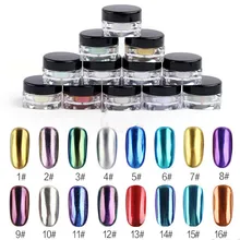 16 Colors Nail Mirror Powder Glitter Chrome Nail Art Dip Powder Pigment Shiny Mirror Manicure Nails Tips Glitter Powder I010 wsryxxsc chameleon nail magic mirror pigment powder chrome flash powder manicure diy