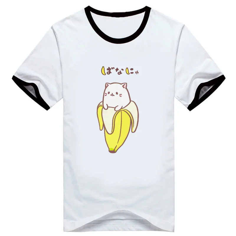 

New Japan Anime Bananya cosplay t-shirt Bananas Cat lurking in bananas men tshirt summer cotton Tees Tops