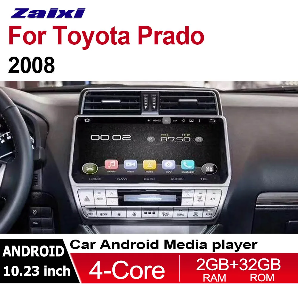 ZaiXi 10,2" Автомобильный мультимедийный плеер Android авто радио для Toyota Land Cruiser Prado DVD gps 8 ядер 4 Гб+ 32 ГБ Bluetooth WiFi - Цвет: Standard machine