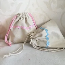 YILE хлопок холст шнурок многоцелевой Органайзер мешок вечерние подарочные сумки синий розовый Бабочка отделка 8410C