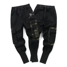 Горячая мода уличная Jogger Брюки мужские высококачественные хлопковые хип хоп камуфляжные повседневные тонкие черные спортивные брюки мужские