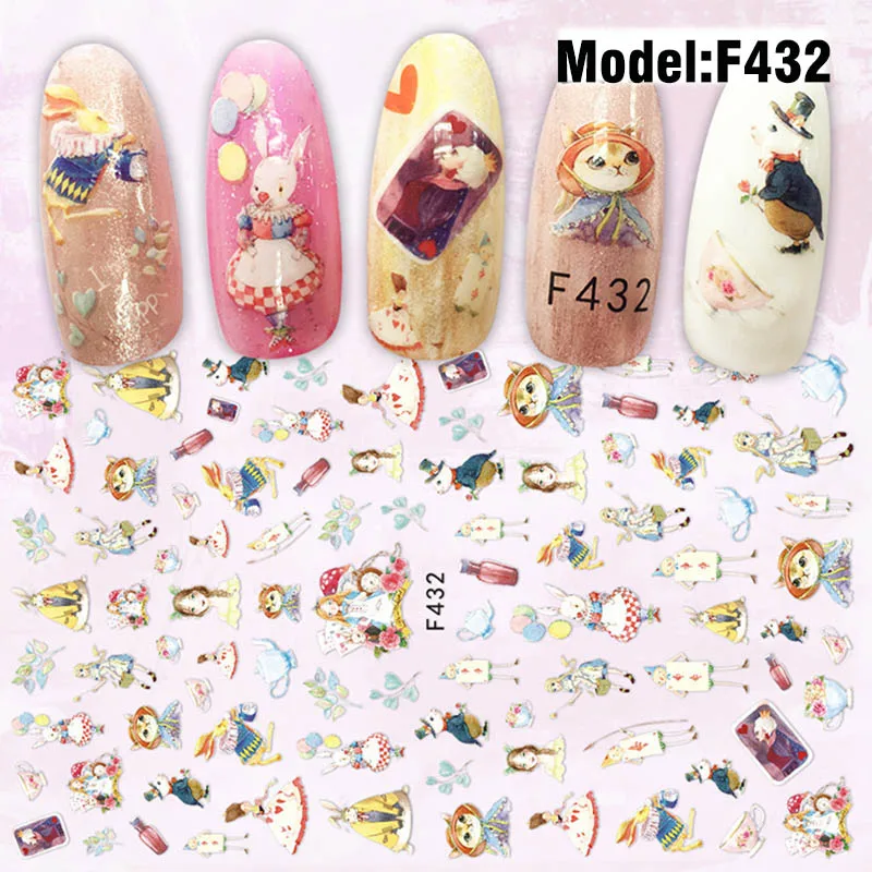 Милые Мультяшные 3D Переводные картинки для дизайна ногтей с буквами ангела, модные наклейки для ногтей для маленьких девочек, инструменты для украшения красоты, маникюра, тату-искусства - Цвет: F432