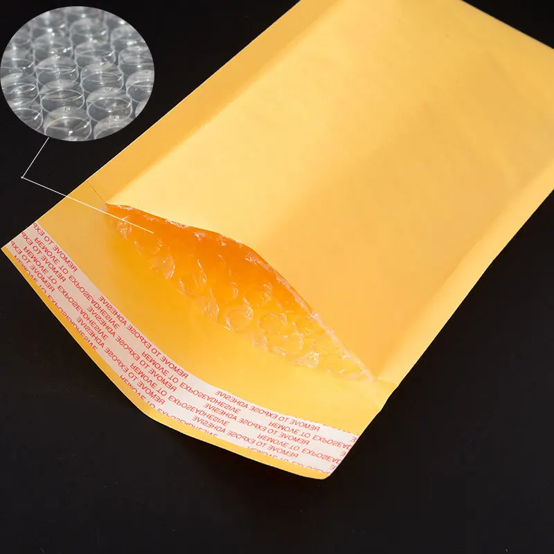 5pcs 14*16cm+4cm Yellow Kraft Paper Bubble Envelopes Bags Mailers