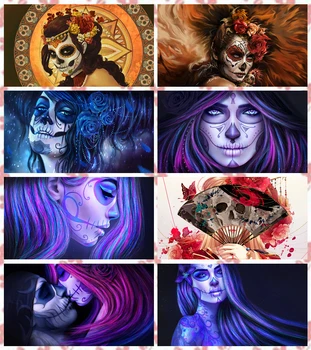 

Full square/round drill 5D Diy Diamond Painting 'sugar skull beauty artwork' 3D Diamond Embroidery Mosaic Rhinestone wall decor