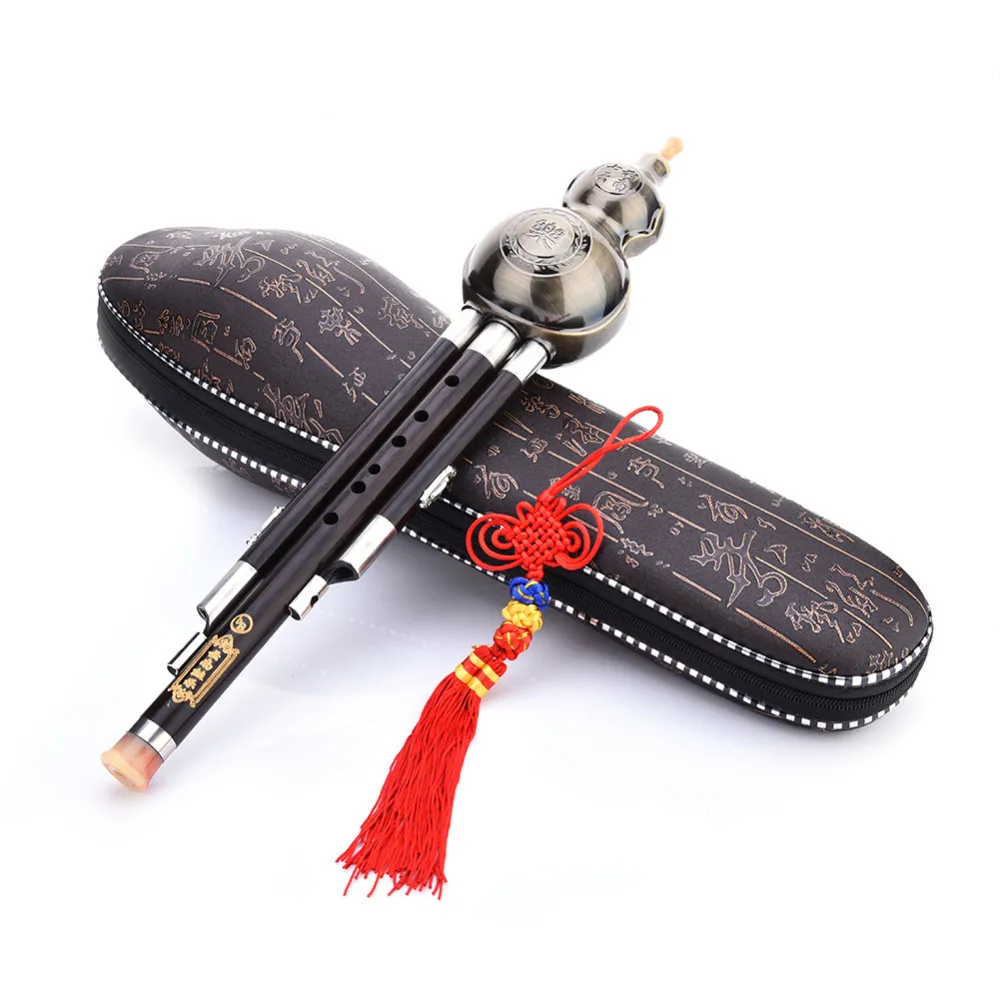 

Three Tone Key of C bB A Hulusi Flute Copper Plating Ebony Gourd Dampproof Calabash Cucurbit Flute Chinese National Instruments